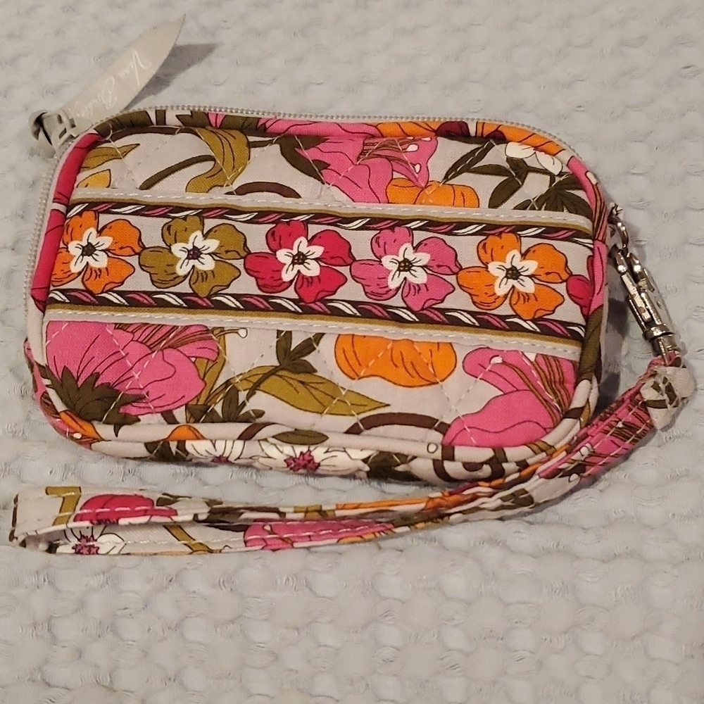 VERA Bradley Tea Garden Pink and Orange Retired Pattern Wristlet